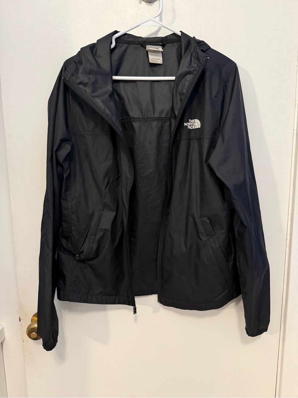 The North Face Women’s Black Hooded Windbreaker Large With Pockets EUC